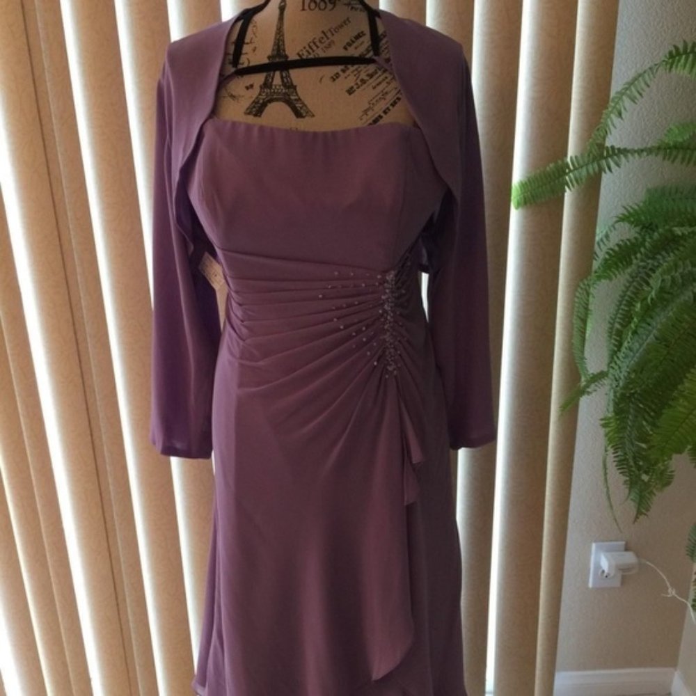 *FINAL PRICE* Elegant Boysenberry Chiffon Dress & Jacket Set 18